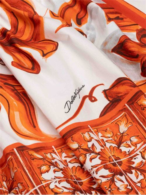 Abito bambina Dolce e Gabbana bianco senza maniche con stampa Mix Maiolica Dolce & Gabbana Kids | L54DN9G7P4RIO3TN